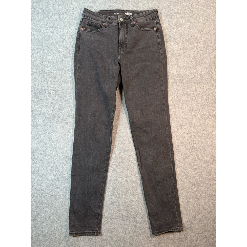 Old Navy OG Straight High Rise Jeans Womens 4 Black Washed Denim Straight Leg